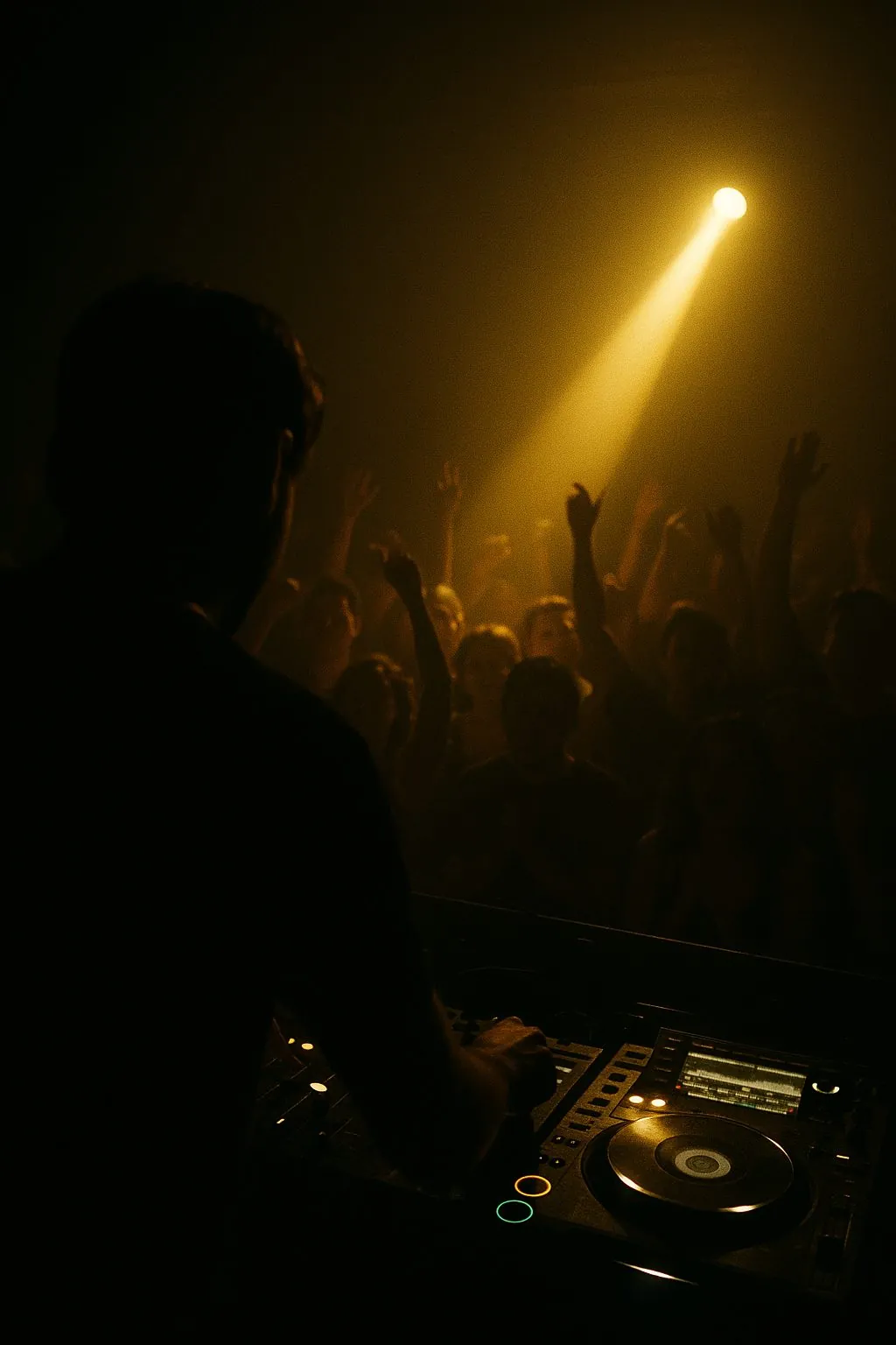 DJ kabininden kalabalık bir kulübe bakış